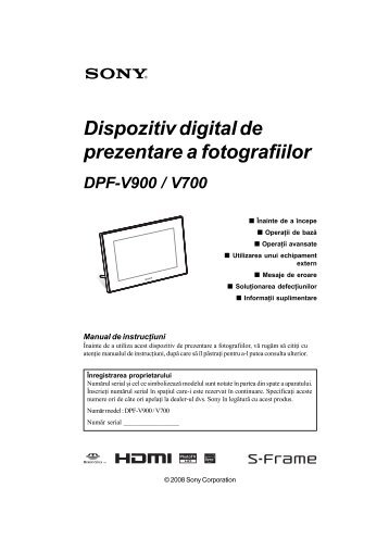 Sony DPF-V900 - DPF-V900 Istruzioni per l'uso Rumeno