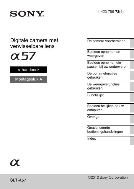 Sony SLT-A57 - SLT-A57 Istruzioni per l'uso Olandese