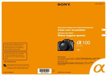 Sony DSLR-A100W - DSLR-A100W Istruzioni per l'uso Francese