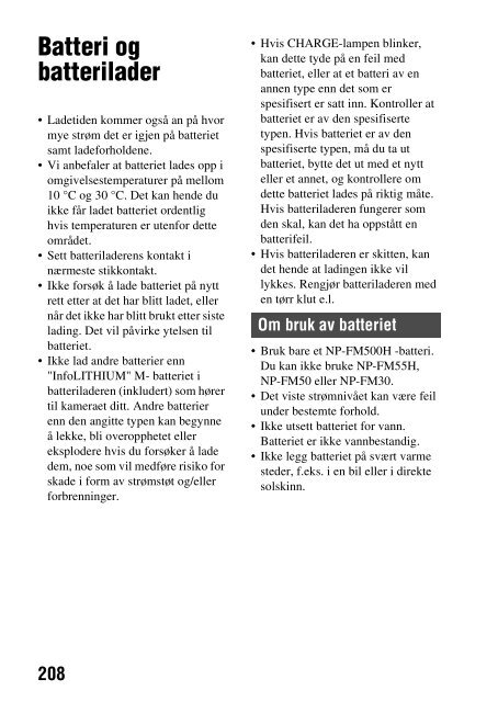 Sony SLT-A58Y - SLT-A58Y Istruzioni per l'uso Norvegese