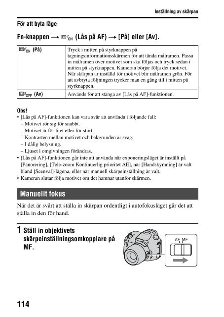 Sony SLT-A58Y - SLT-A58Y Istruzioni per l'uso Svedese