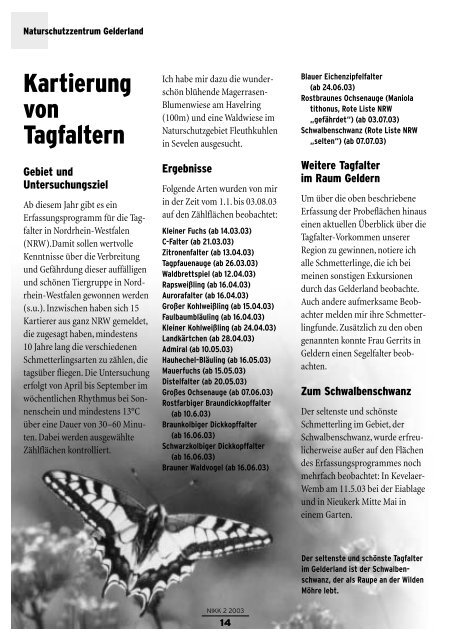 Naturschutz im Kreis Kleve Herbst / W inter 2003 - NABU Kleve e.V.
