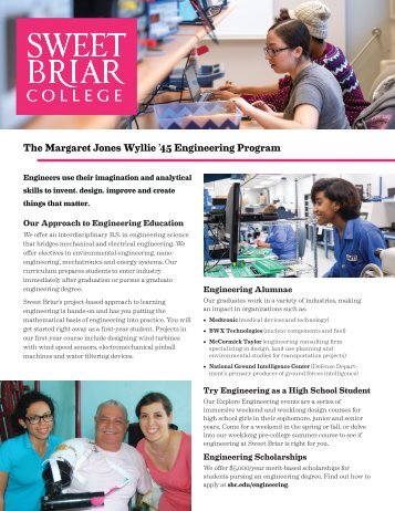 Sweet Briar College Engineering Program Scholarships - 2015-16