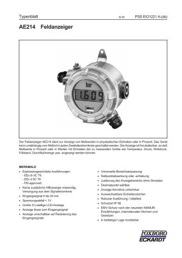 AE214 Feldanzeiger - FOXBORO ECKARDT GmbH