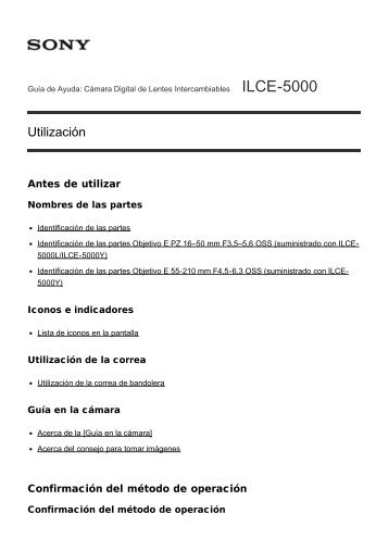 Sony ILCE-5000L - ILCE-5000L Guida (Versione stampabile) Spagnolo