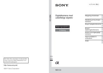 Sony NEX-C3 - NEX-C3 Istruzioni per l'uso Danese