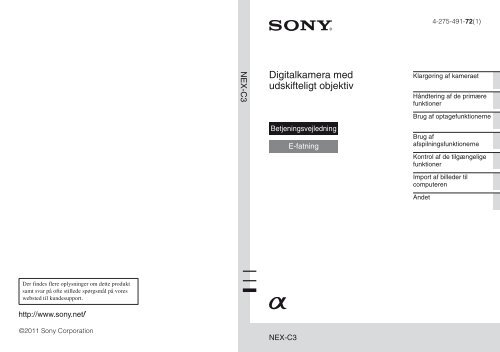 Sony NEX-C3 - NEX-C3 Istruzioni per l'uso Danese