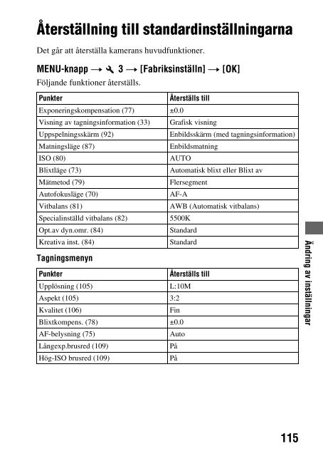 Sony DSLR-A230L - DSLR-A230L Istruzioni per l'uso Svedese