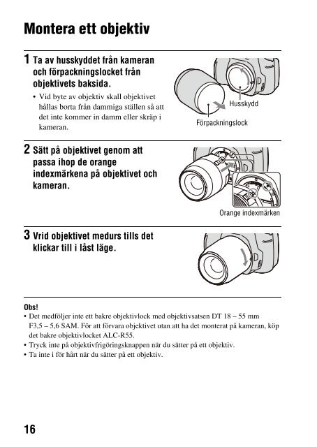 Sony DSLR-A230L - DSLR-A230L Istruzioni per l'uso Svedese