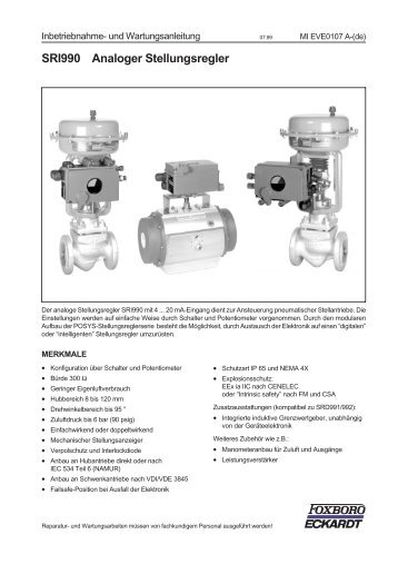 SRI990 Analoger Stellungsregler - FOXBORO ECKARDT GmbH