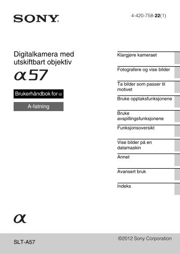 Sony SLT-A57M - SLT-A57M Istruzioni per l'uso Norvegese