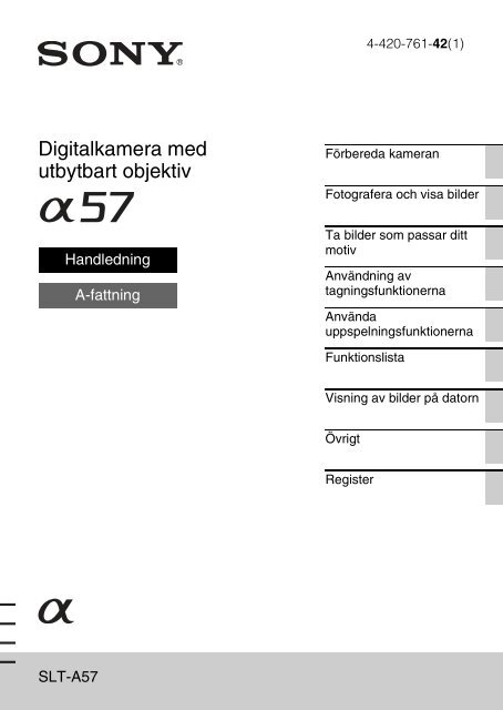 Sony SLT-A57M - SLT-A57M Istruzioni per l'uso Svedese