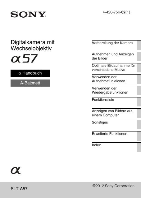 Sony SLT-A57M - SLT-A57M Istruzioni per l'uso Tedesco