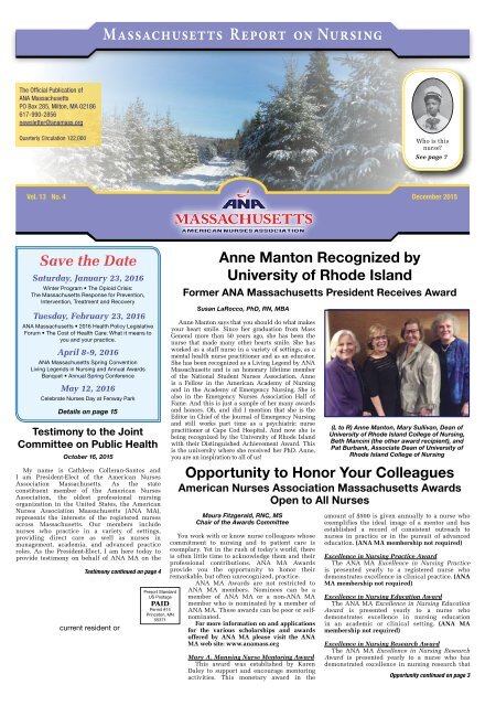 Massachusetts Report on Nursing - December Issue