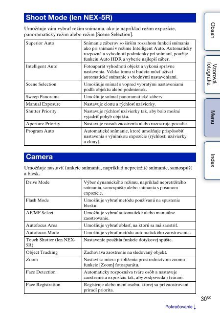 Sony NEX-5RL - NEX-5RL Guida all&rsquo;uso Slovacco