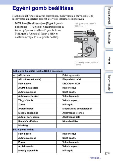 Sony NEX-6Y - NEX-6Y Guida all&rsquo;uso Ungherese