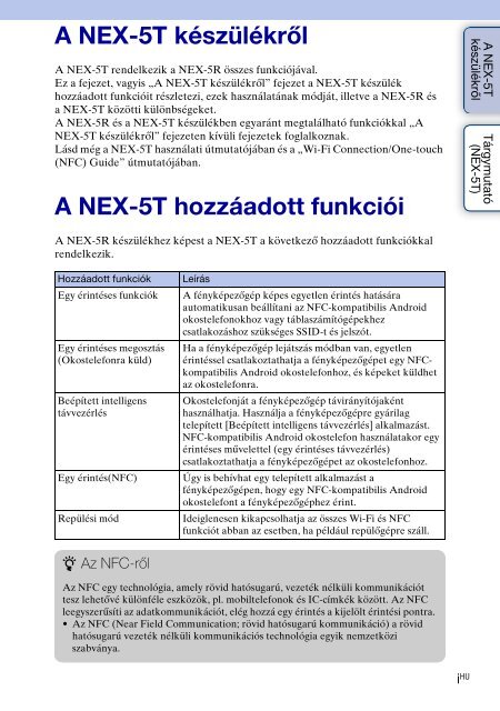 Sony NEX-6Y - NEX-6Y Guida all&rsquo;uso Ungherese