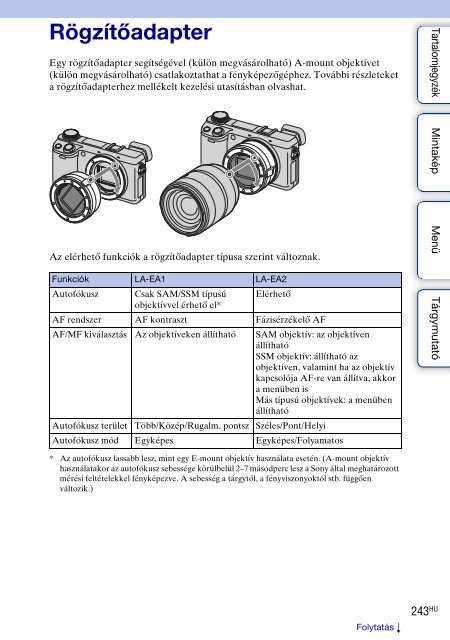 Sony NEX-6Y - NEX-6Y Guida all&rsquo;uso Ungherese