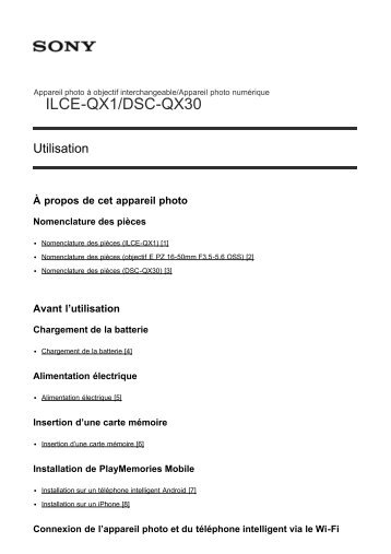 Sony ILCE-QX1L - ILCE-QX1L Guida Francese