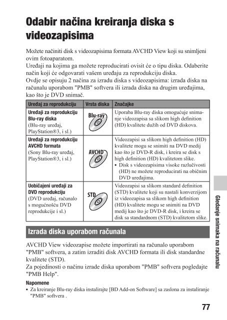 Sony SLT-A77L - SLT-A77L Istruzioni per l'uso Croato