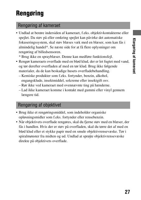 Sony DSLR-A450Y - DSLR-A450Y Istruzioni per l'uso Danese