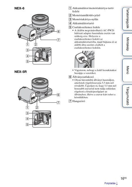 Sony NEX-6Y - NEX-6Y Istruzioni per l'uso Ungherese