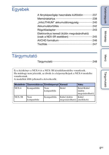 Sony NEX-6Y - NEX-6Y Istruzioni per l'uso Ungherese
