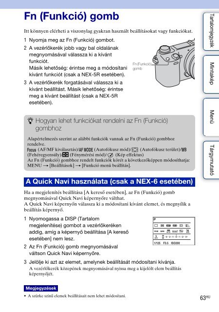 Sony NEX-6Y - NEX-6Y Istruzioni per l'uso Ungherese