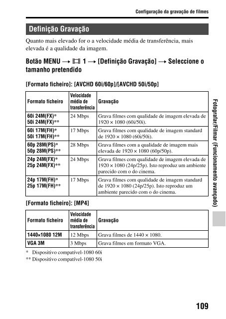 Sony SLT-A65VY - SLT-A65VY Istruzioni per l'uso Portoghese