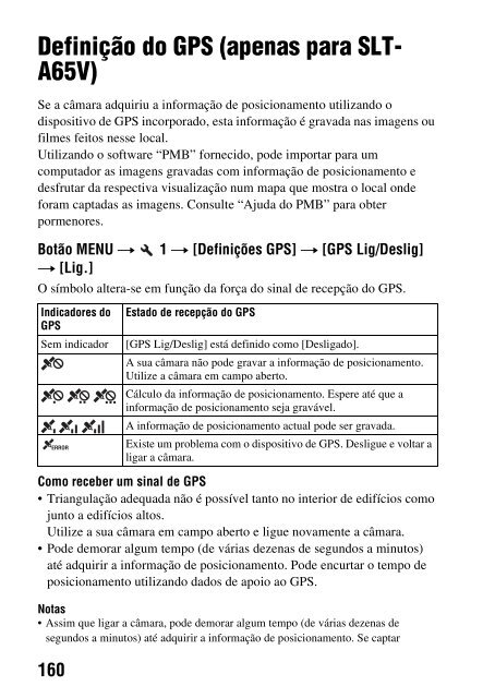 Sony SLT-A65VY - SLT-A65VY Istruzioni per l'uso Portoghese
