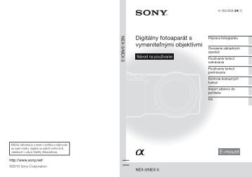 Sony NEX-5A - NEX-5A Istruzioni per l'uso Slovacco