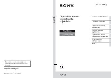 Sony NEX-C3K - NEX-C3K Istruzioni per l'uso Finlandese