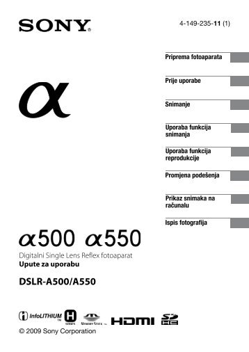 Sony DSLR-A500Y - DSLR-A500Y Istruzioni per l'uso Croato