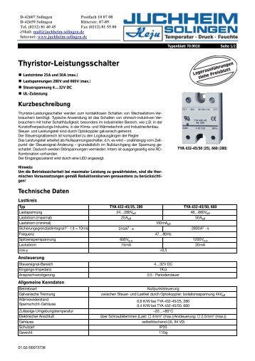Thyristor-Leistungsschalter - Juchheim Solingen