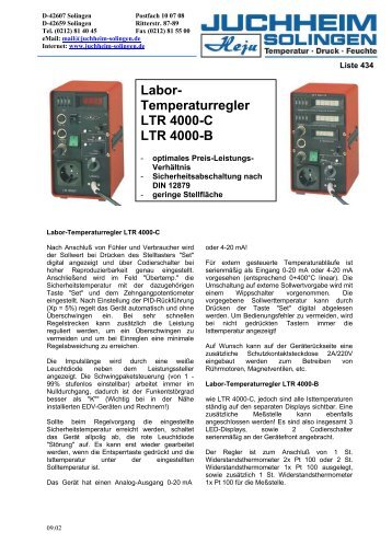 Temperaturregler LTR 4000-C LTR 4000-B - Juchheim Solingen