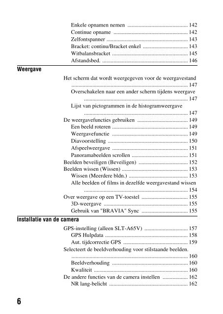 Sony SLT-A65VL - SLT-A65VL Istruzioni per l'uso Olandese