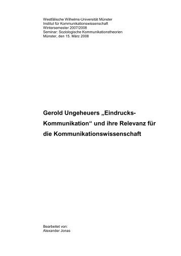 Gerold Ungeheuers „Eindrucks- Kommunikation ... - Alexander Jonas