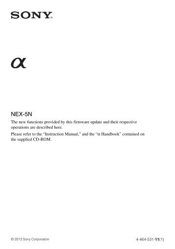Sony NEX-5NK - NEX-5NK Istruzioni per l'uso Inglese