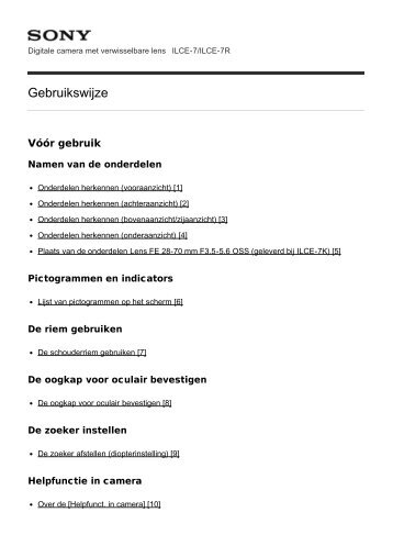 Sony ILCE-7 - ILCE-7 Guida (Versione stampabile) Olandese