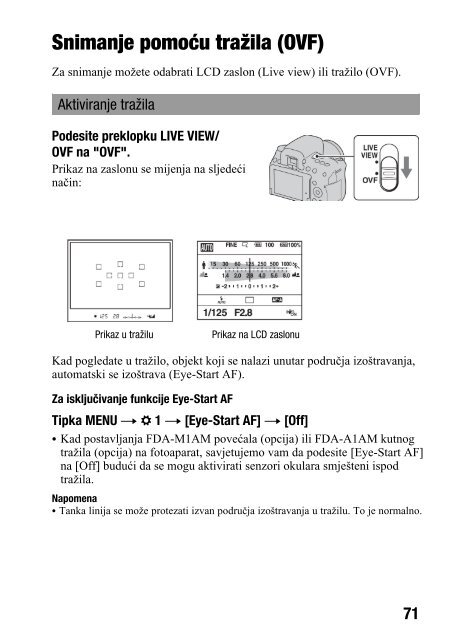 Sony DSLR-A500L - DSLR-A500L Istruzioni per l'uso Croato