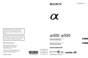 Sony DSLR-A500L - DSLR-A500L Istruzioni per l'uso Olandese