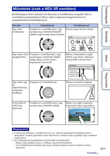 Sony NEX-6 - NEX-6 Istruzioni per l'uso Ungherese