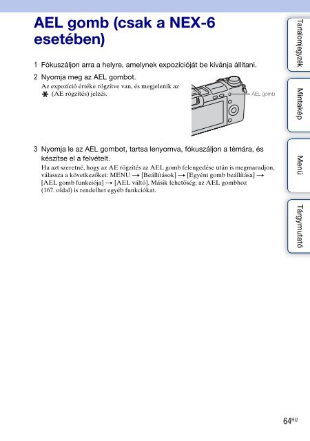 Sony NEX-6 - NEX-6 Istruzioni per l'uso Ungherese