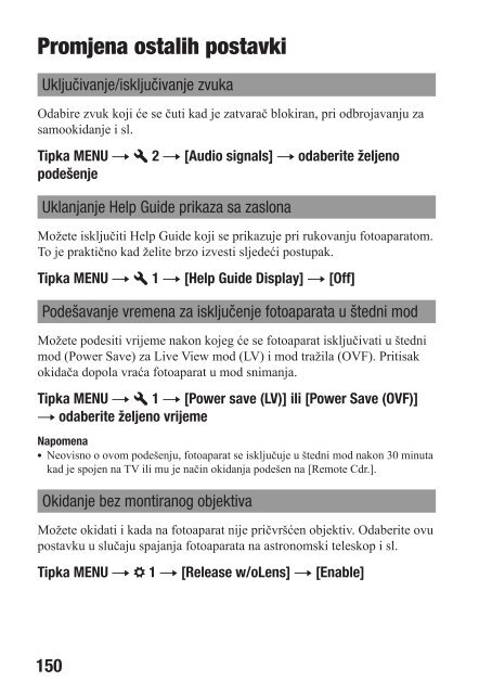 Sony DSLR-A560L - DSLR-A560L Istruzioni per l'uso Croato