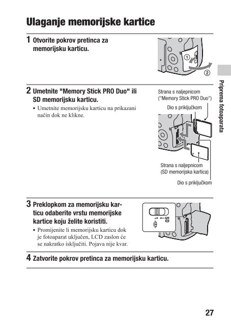 Sony DSLR-A560L - DSLR-A560L Istruzioni per l'uso Croato