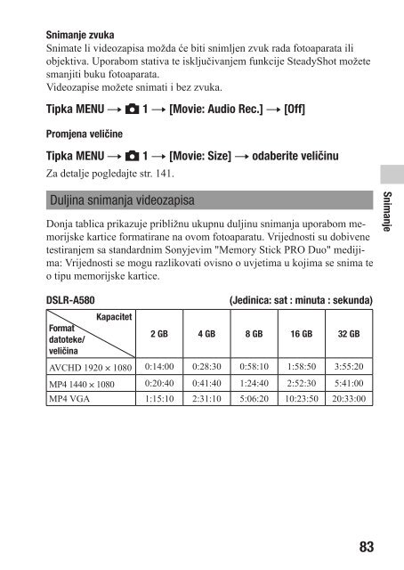 Sony DSLR-A560L - DSLR-A560L Istruzioni per l'uso Croato