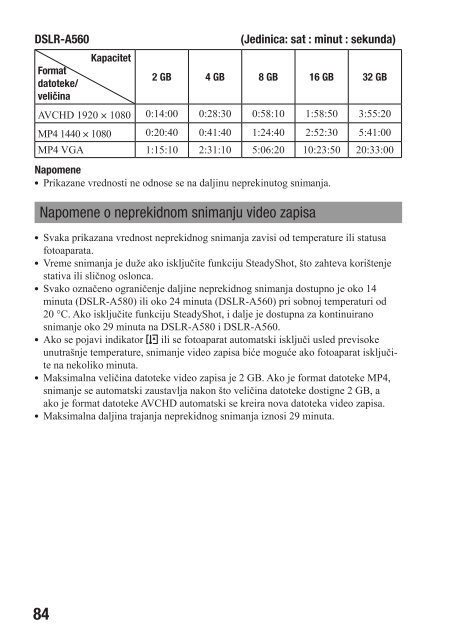 Sony DSLR-A580L - DSLR-A580L Istruzioni per l'uso Serbo