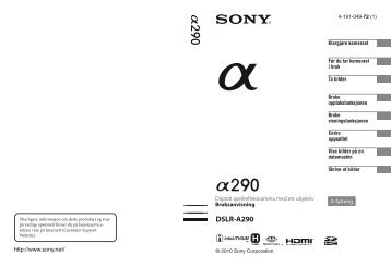 Sony DSLR-A290Y - DSLR-A290Y Istruzioni per l'uso Norvegese