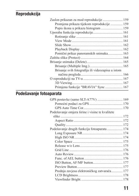Sony SLT-A77VK - SLT-A77VK Istruzioni per l'uso Croato