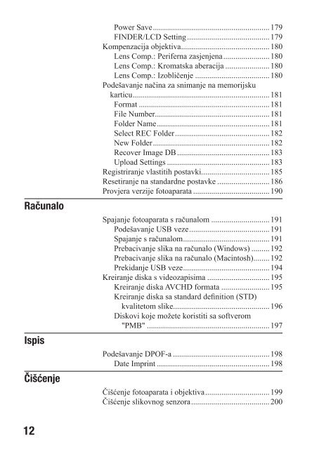 Sony SLT-A77VK - SLT-A77VK Istruzioni per l'uso Croato